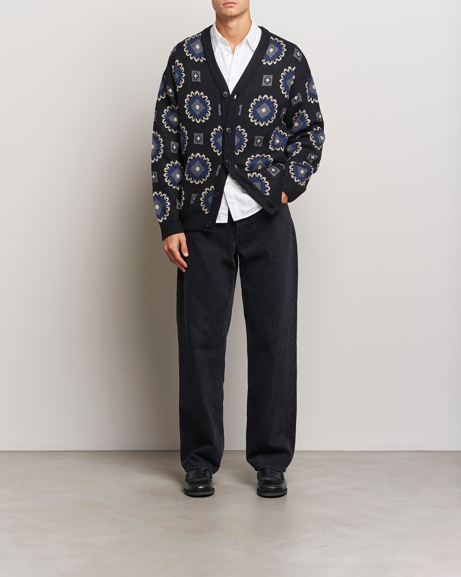Herren | Pullover | LES DEUX | Aro Paisley Cardigan Black/Blueprint
