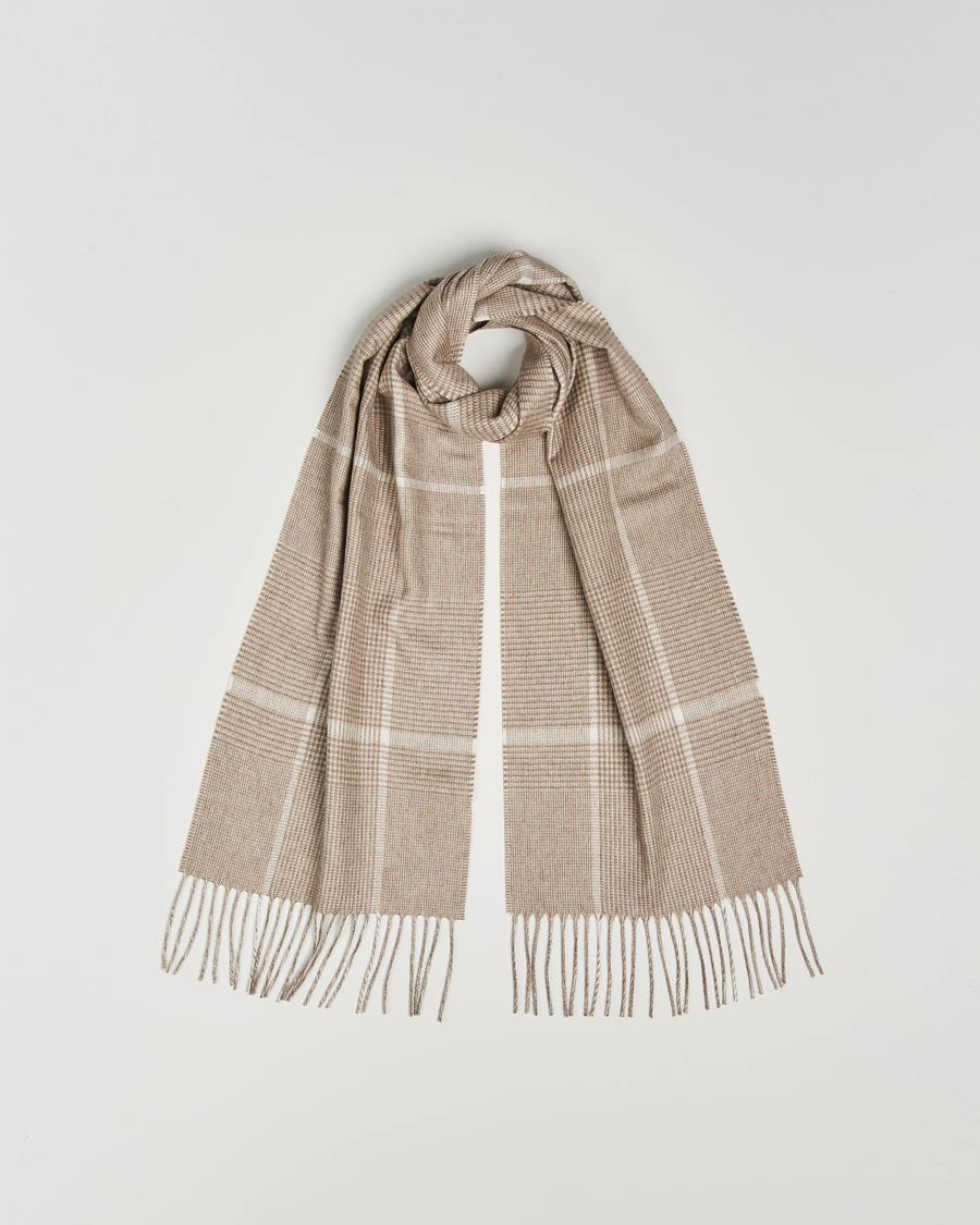 Herren | Piacenza Cashmere Cashmere/Silk Overcheck Scarf Beige | Piacenza Cashmere | Cashmere/Silk Overcheck Scarf Beige