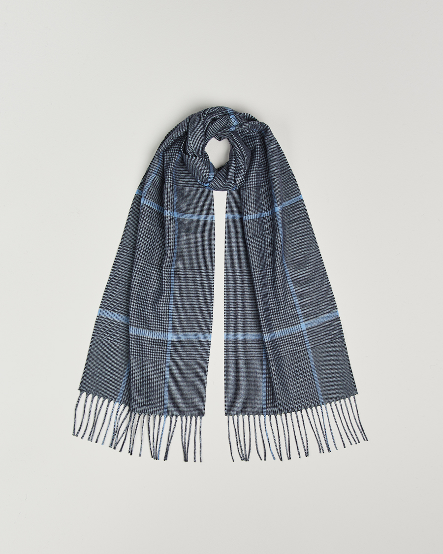 Herren | Piacenza Cashmere Cashmere/Silk Overcheck Scarf Dark Blue | Piacenza Cashmere | Cashmere/Silk Overcheck Scarf Dark Blue