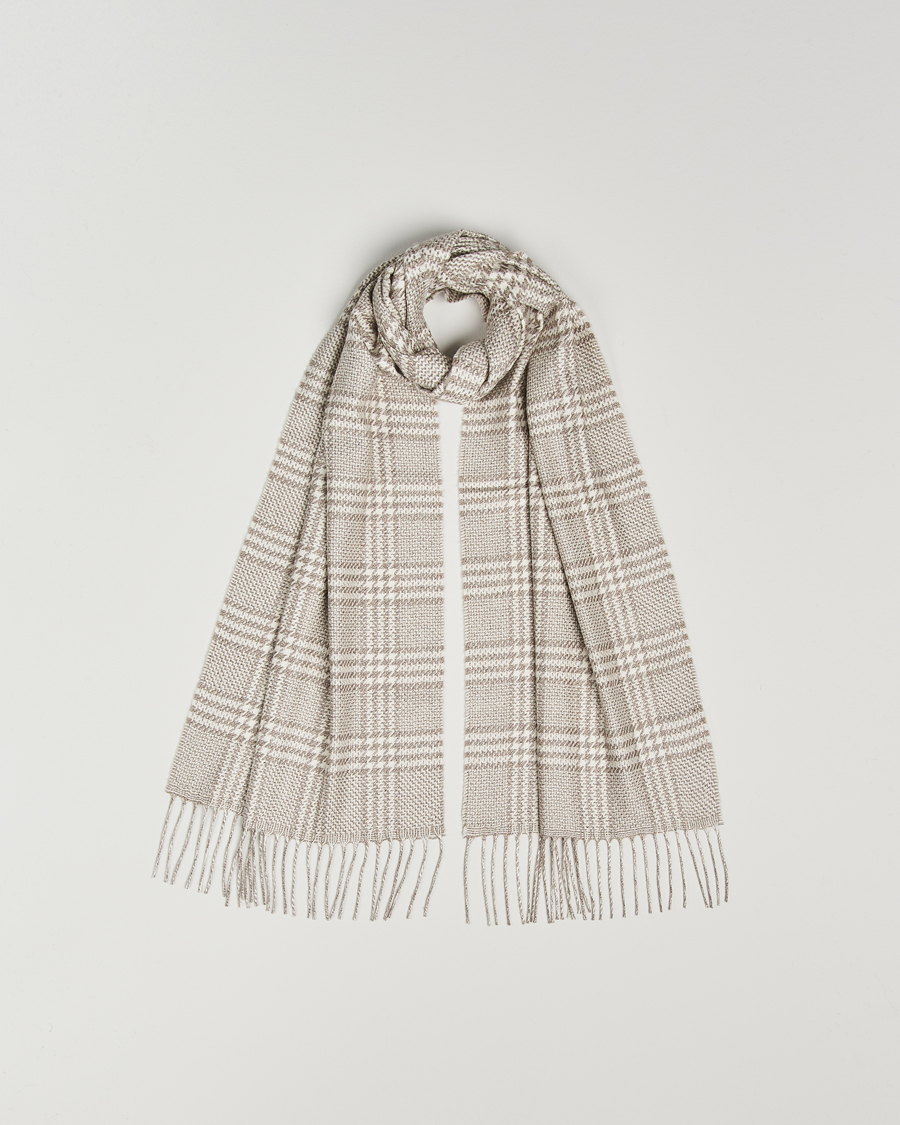 Herren | Piacenza Cashmere Cashmere/Silk Houndstooth Scarf Light Beige | Piacenza Cashmere | Cashmere/Silk Houndstooth Scarf Light Beige