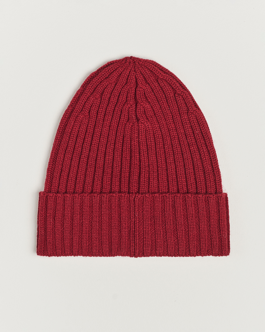 Herren | Piacenza Cashmere Ribbed Cashmere Beanie Burgundy | Piacenza Cashmere | Ribbed Cashmere Beanie Burgundy