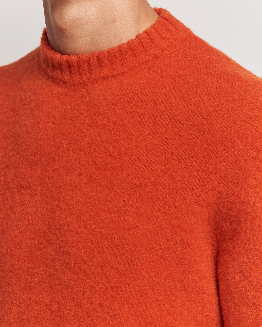 Herren | Pullover | Piacenza Cashmere | Brushed Wool Crew Neck Orange