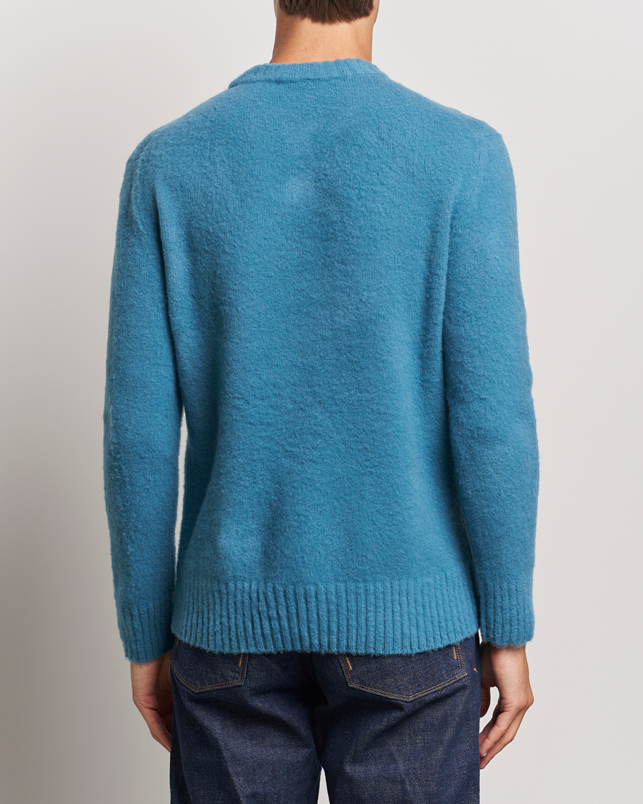 Herren | Pullover | Piacenza Cashmere | Brushed Wool Crew Neck Sky Blue
