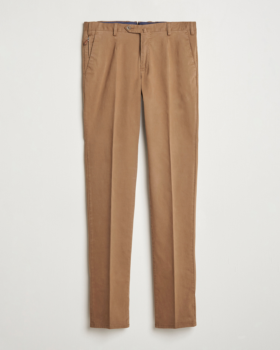 Herren | Hosen | PT01 | Slim Fit Pleated Cotton Trousers Brown