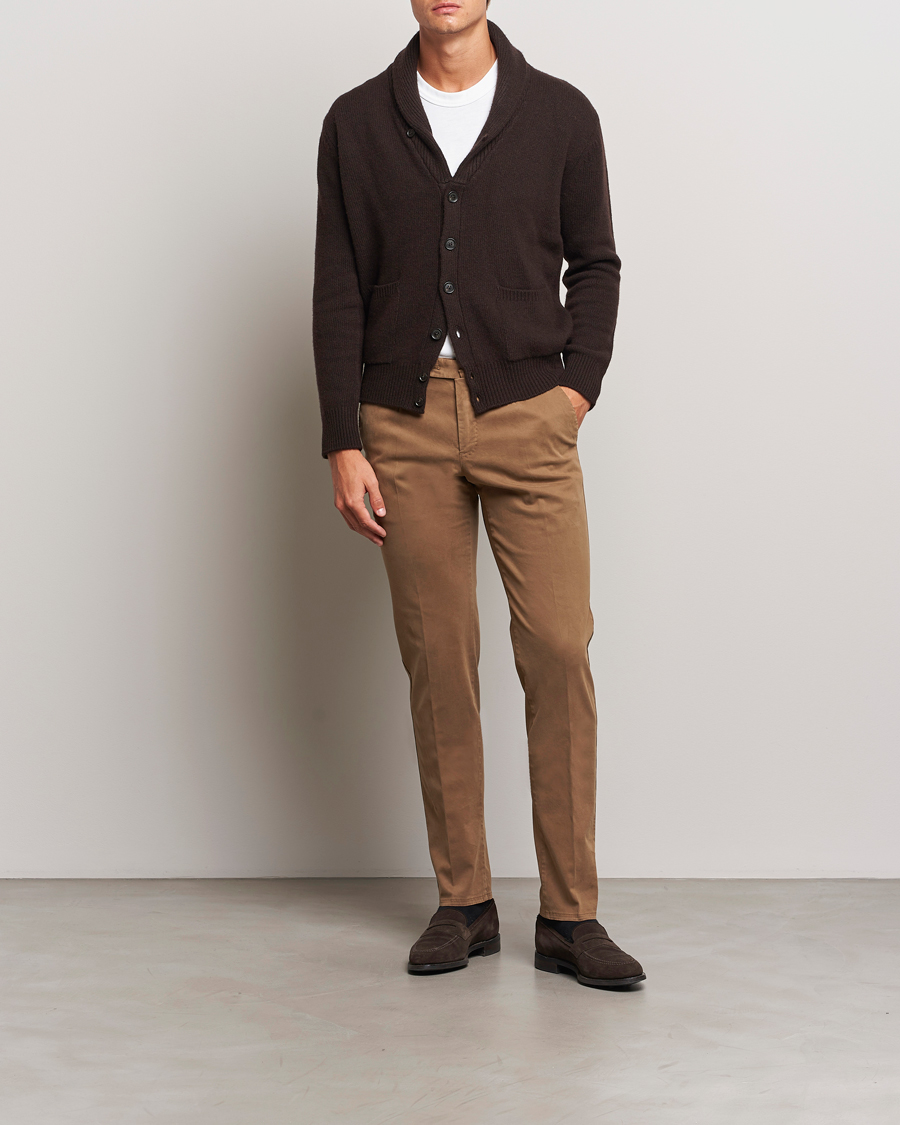 Herren | Hosen | PT01 | Slim Fit Pleated Cotton Trousers Brown
