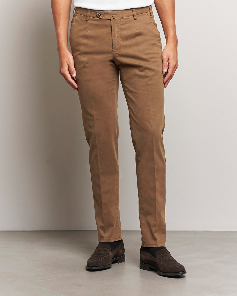 Herren | Hosen | PT01 | Slim Fit Pleated Cotton Trousers Brown