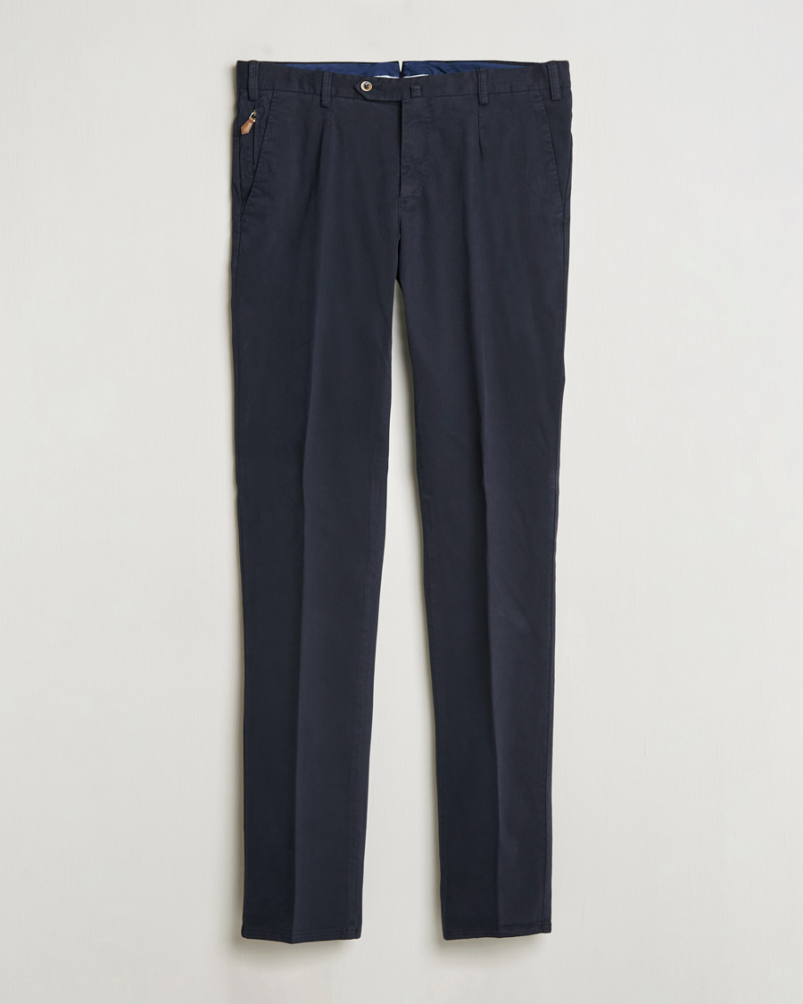 Herren | Hosen | PT01 | Slim Fit Pleated Cotton Trousers Navy