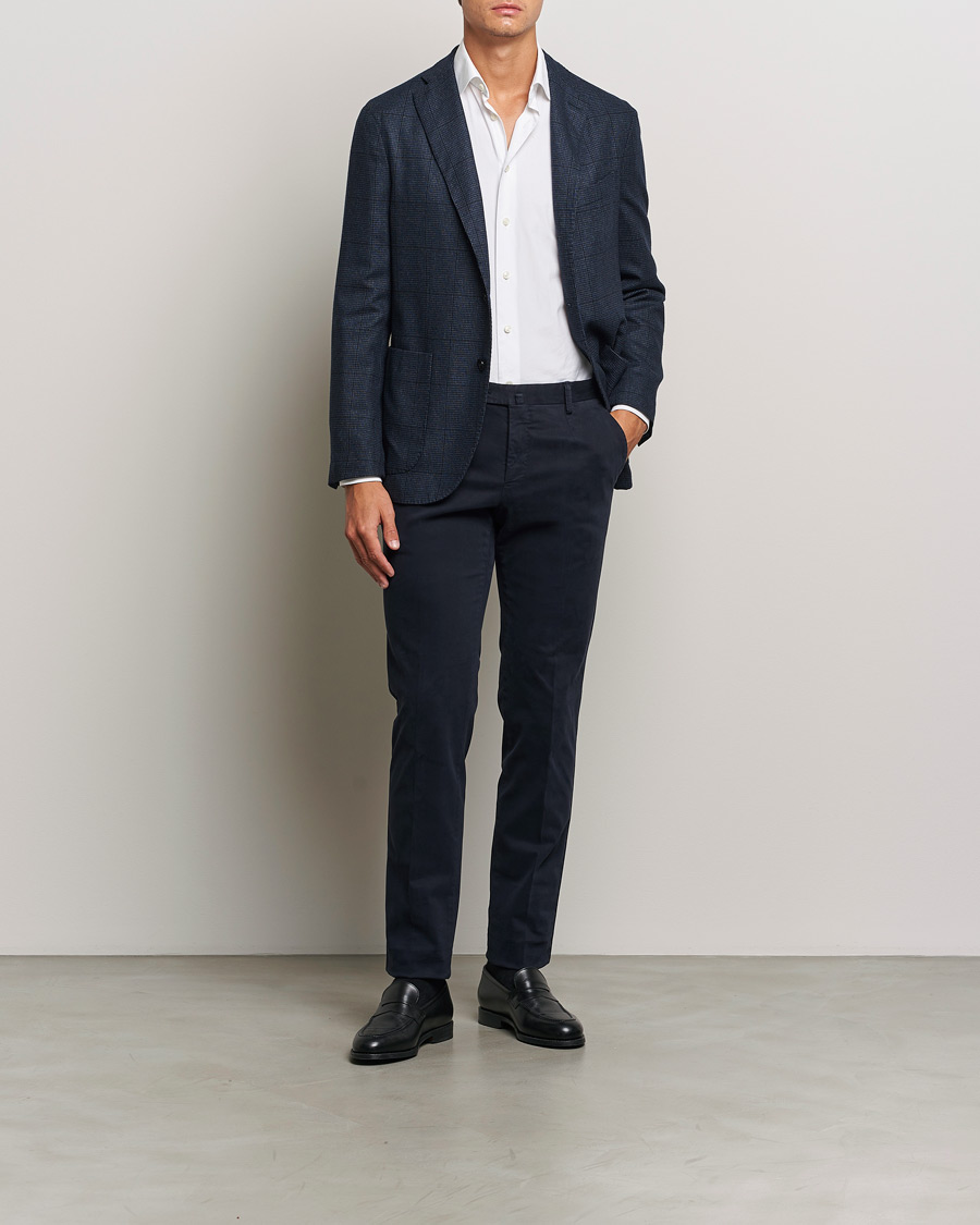 Herren | Hosen | PT01 | Slim Fit Pleated Cotton Trousers Navy