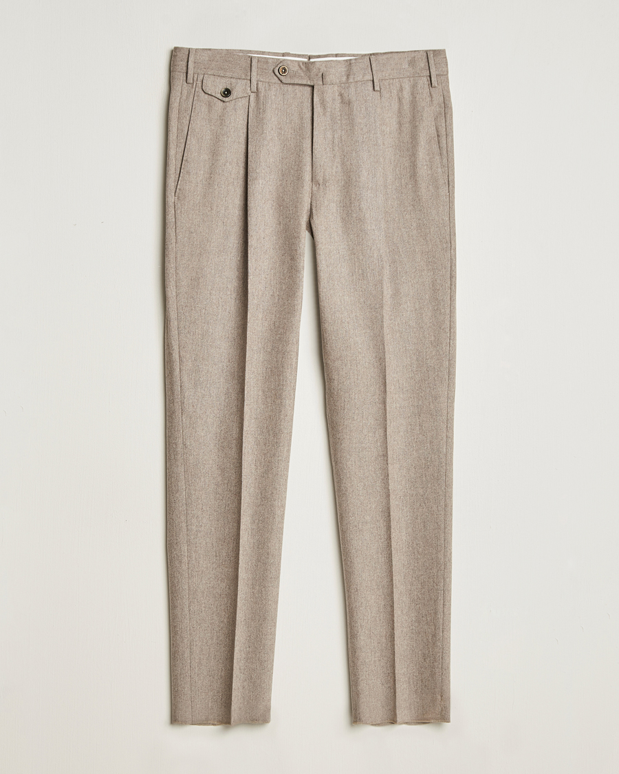 Herren | Hosen | PT01 | Slim Fit Pleated Wool/Cashmere Trousers Beige
