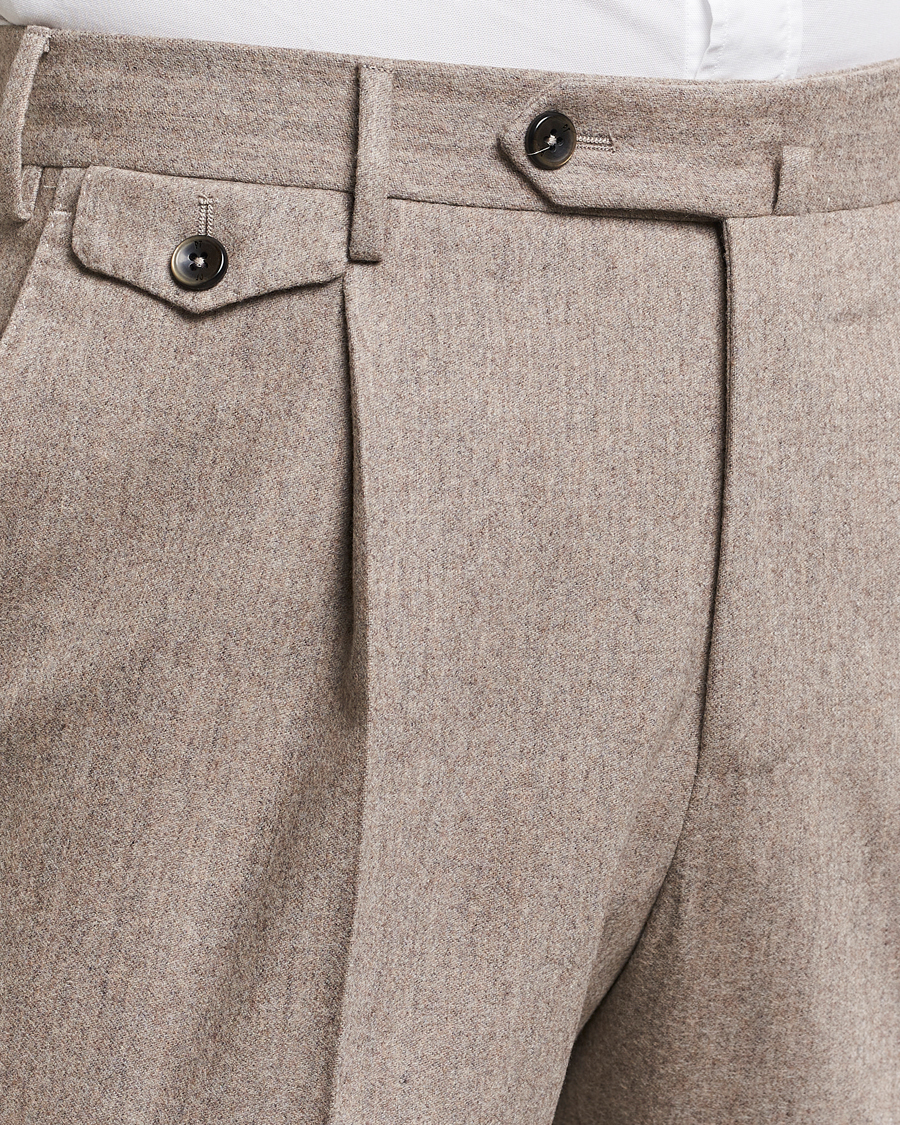 Herren | Hosen | PT01 | Slim Fit Pleated Wool/Cashmere Trousers Beige