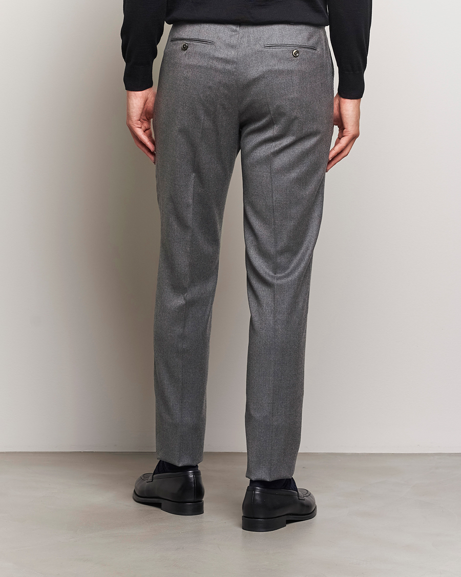Herren | Hosen | PT01 | Slim Fit Pleated Flannel Trousers Grey Melange