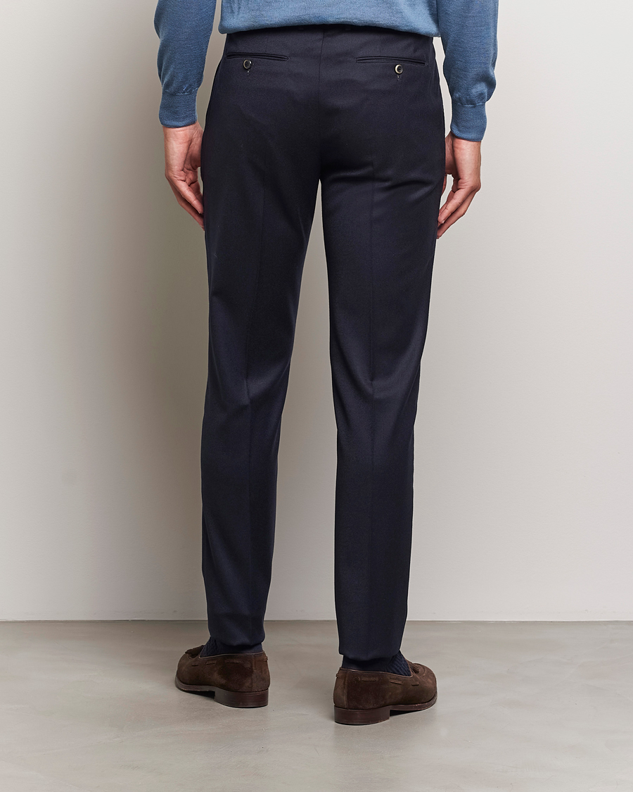 Herren | Hosen | PT01 | Slim Fit Pleated Flannel Trousers Navy