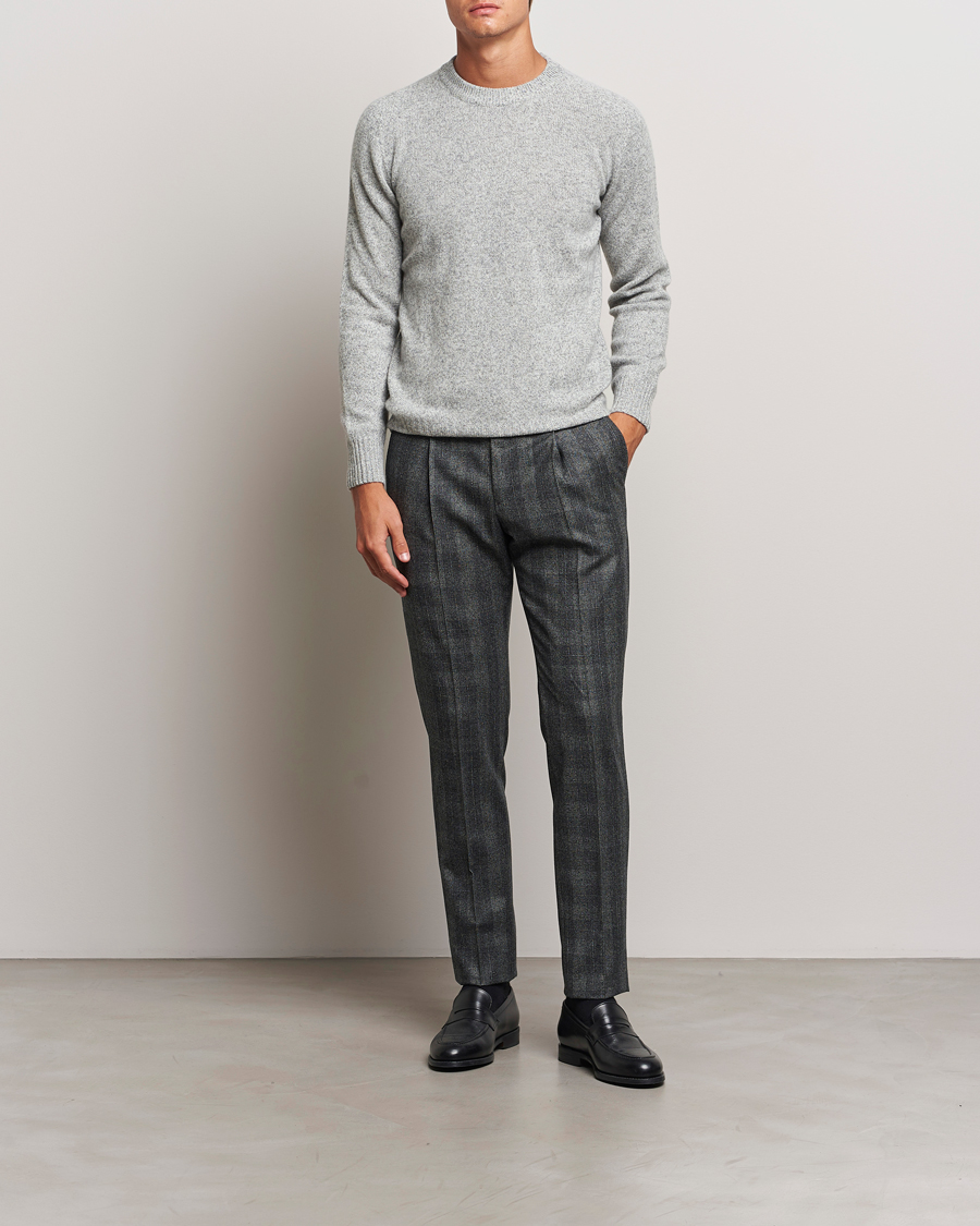 Herren | Hosen | PT01 | Slim Fit Pleated Checked Flannel Trousers Grey