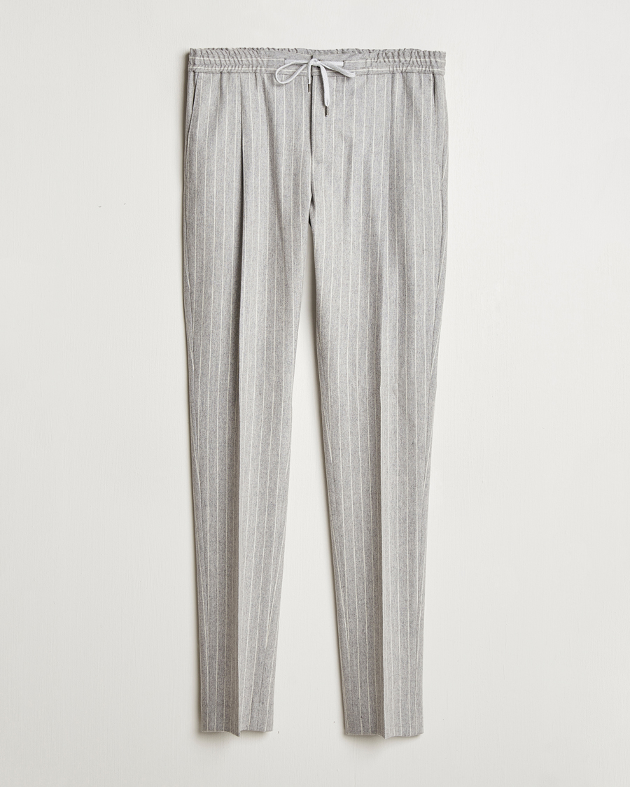 Herren | Hosen | PT01 | Slim Fit Wool/Cashmere Drawstring Trousers Light Grey