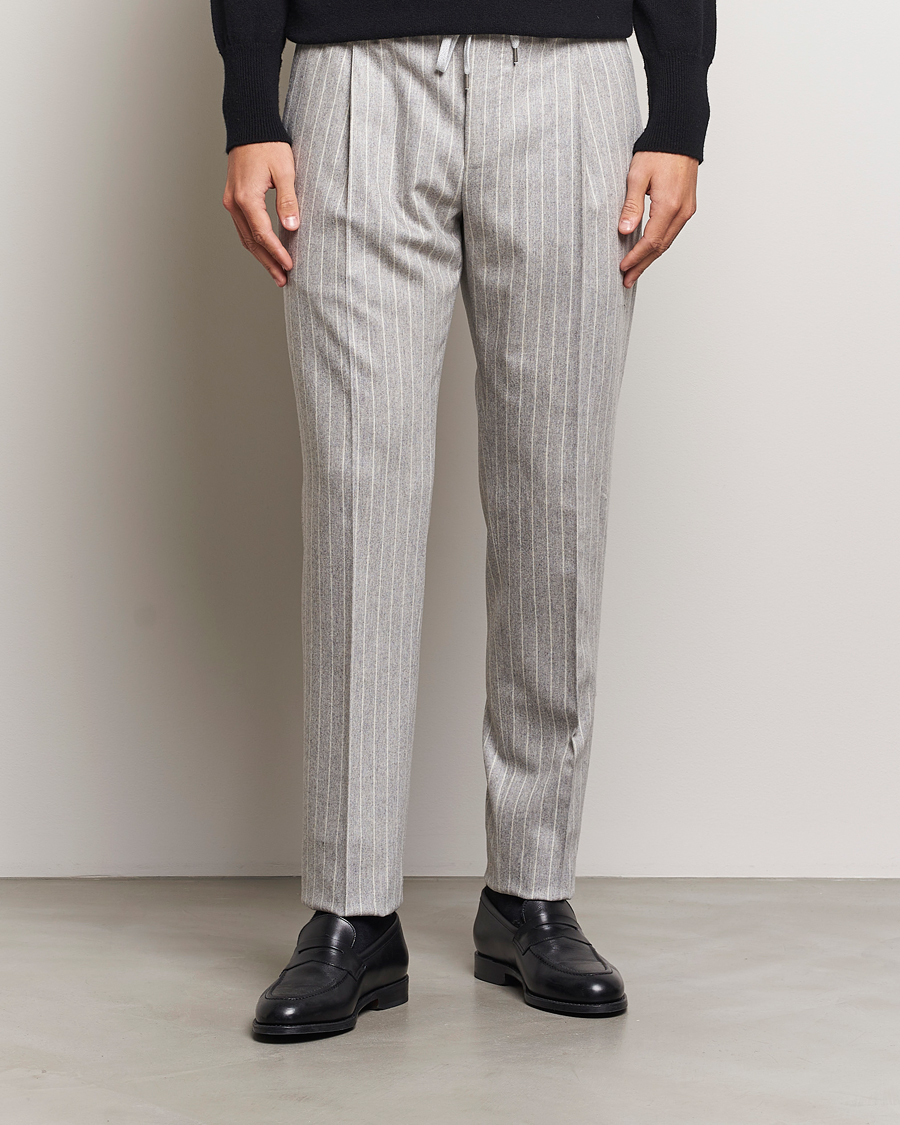 Herren | Hosen | PT01 | Slim Fit Wool/Cashmere Drawstring Trousers Light Grey