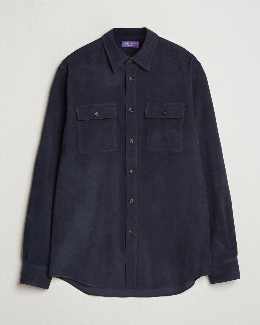 Herren | Hemden | Ralph Lauren Purple Label | Cotton/Cashmere Corduroy Overshirt Navy