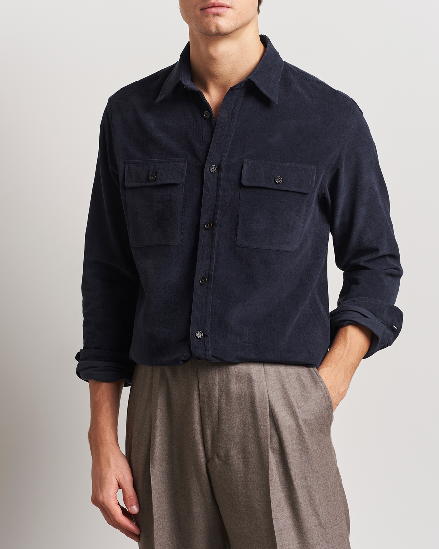 Herren | Hemden | Ralph Lauren Purple Label | Cotton/Cashmere Corduroy Overshirt Navy