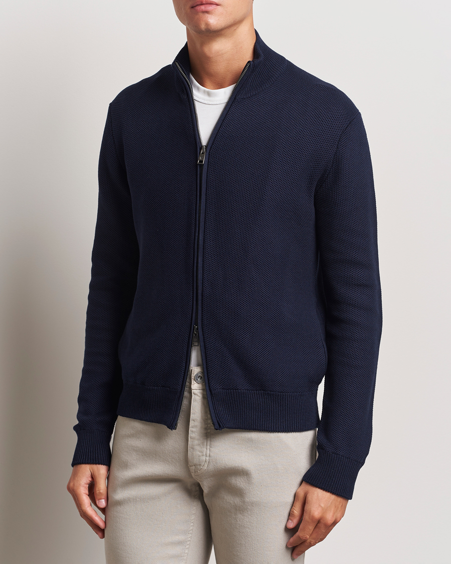 Herren | Pullover | Ralph Lauren Purple Label | Cotton/Silk Full Zip Sweater Navy