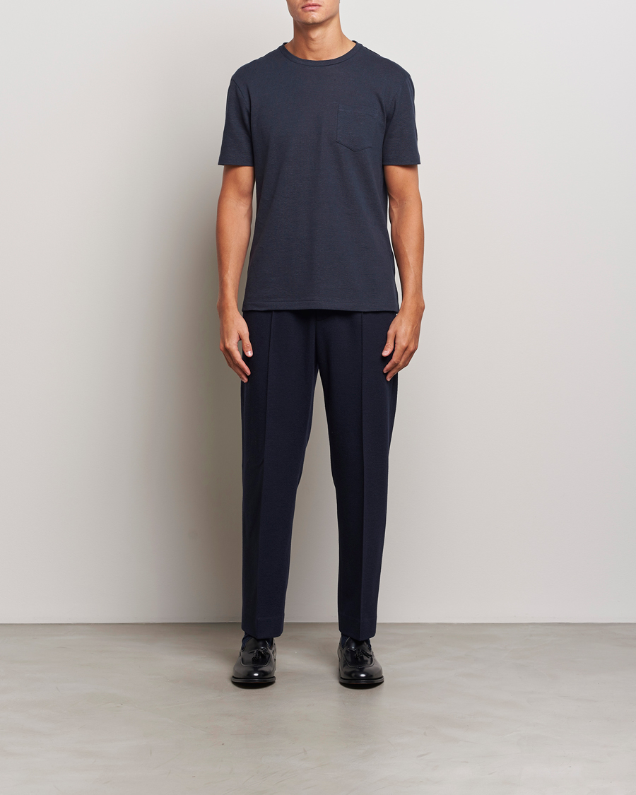 Herren | T-Shirts | Ralph Lauren Purple Label | Knitted Pocket T-Shirt Navy