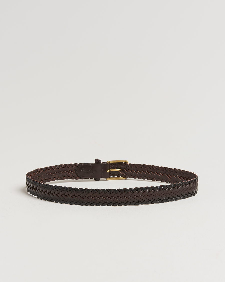 Herren | Ralph Lauren Purple Label Braided Leather Belt Dark Brown Calf | Ralph Lauren Purple Label | Braided Leather Belt Dark Brown Calf