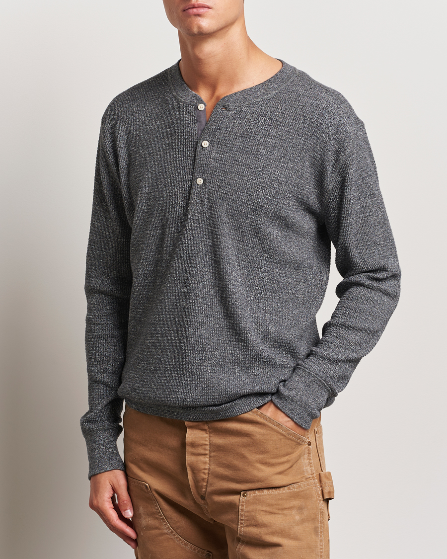 Herren | Pullover | RRL | Long Sleeve Henley Charcoal Heather