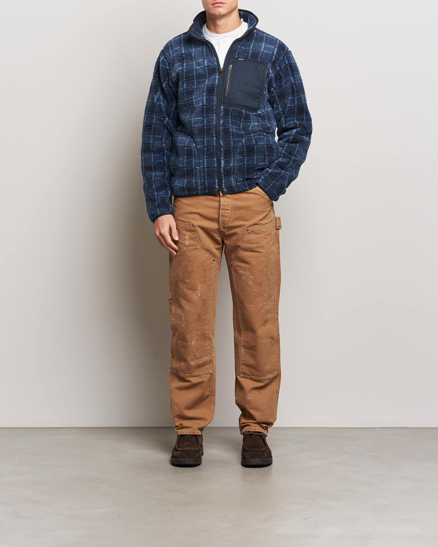 Herren | Pullover | RRL | Gabe Fleece Full Zip Navy Plaid