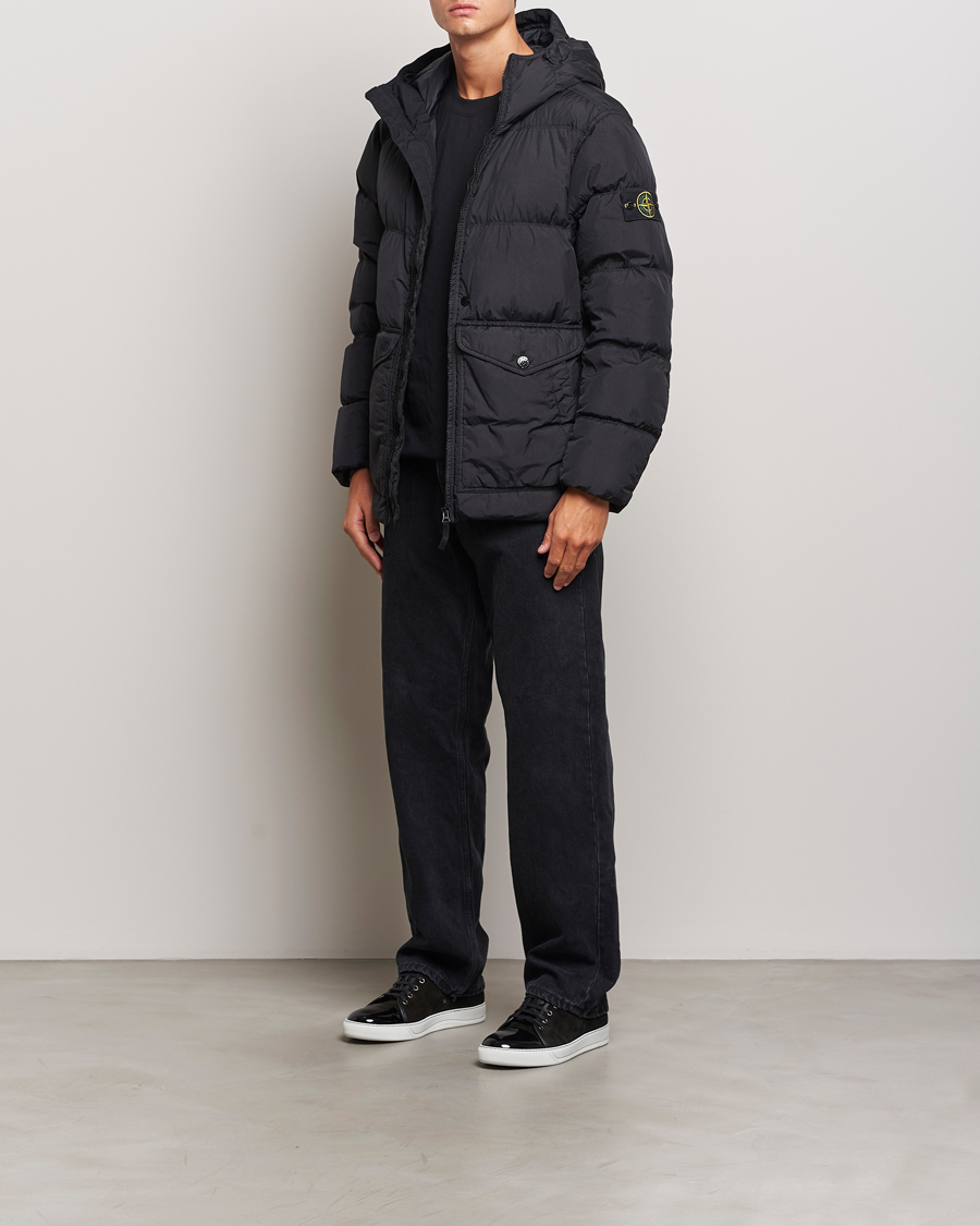 Herren | Jacken | Stone Island | Garment Dyed Recycled Nylon Down Hooded Jacket Black