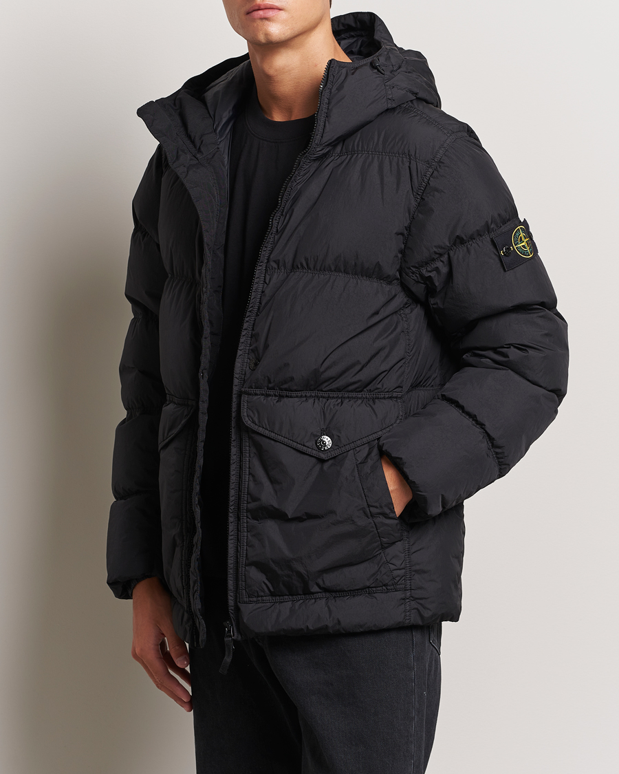 Herren | Jacken | Stone Island | Garment Dyed Recycled Nylon Down Hooded Jacket Black