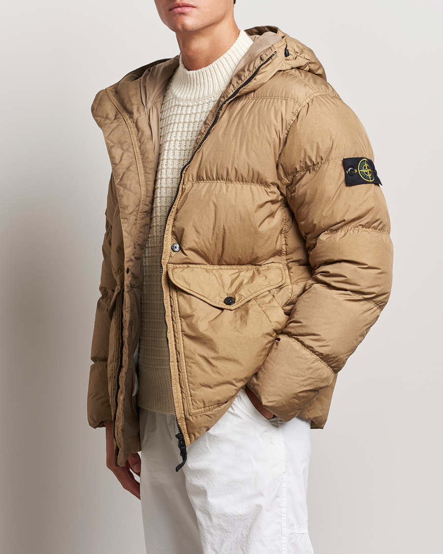 Herren | Jacken | Stone Island | Garment Dyed Recycled Nylon Down Hooded Jacket Biscuit