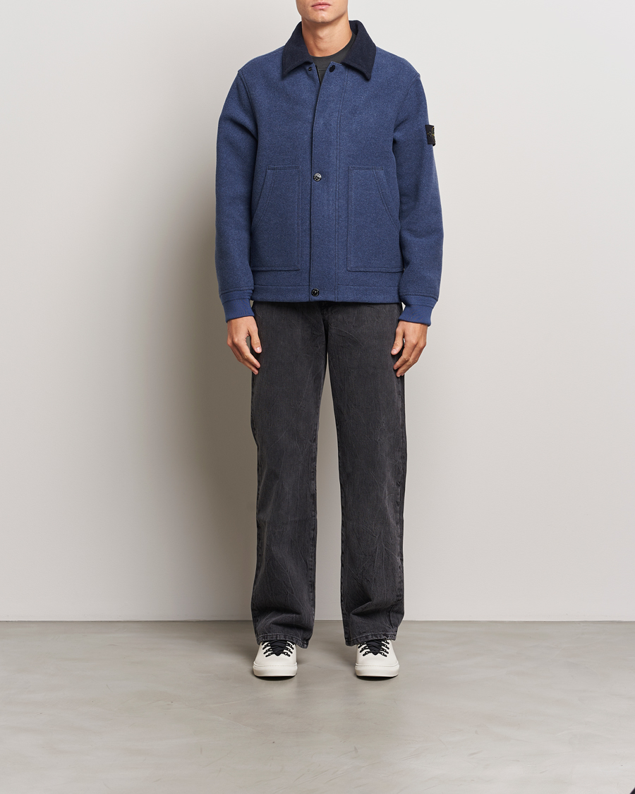 Herren | Jacken | Stone Island | Panno Speciale Wool Nylon Jacket Royal Blue