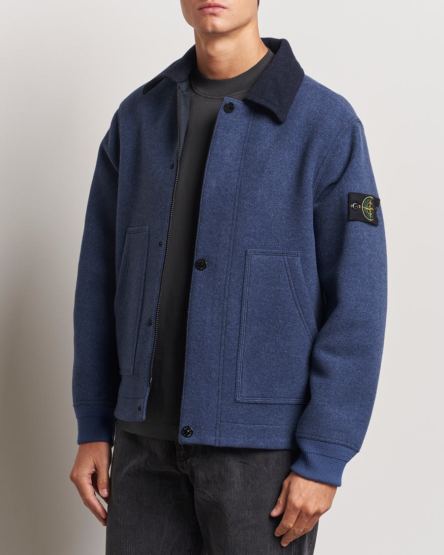 Herren | Jacken | Stone Island | Panno Speciale Wool Nylon Jacket Royal Blue