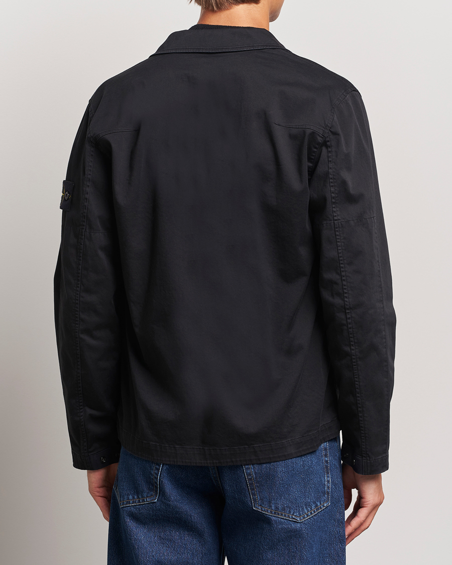 Herren | Hemden | Stone Island | Garment Dyed Cotton Zip Overshirt Black
