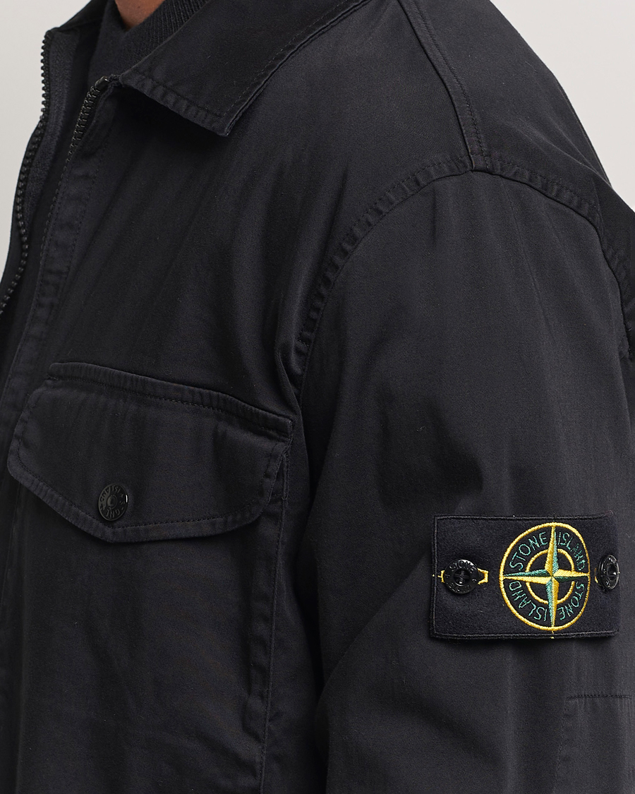 Herren | Hemden | Stone Island | Garment Dyed Cotton Zip Overshirt Black