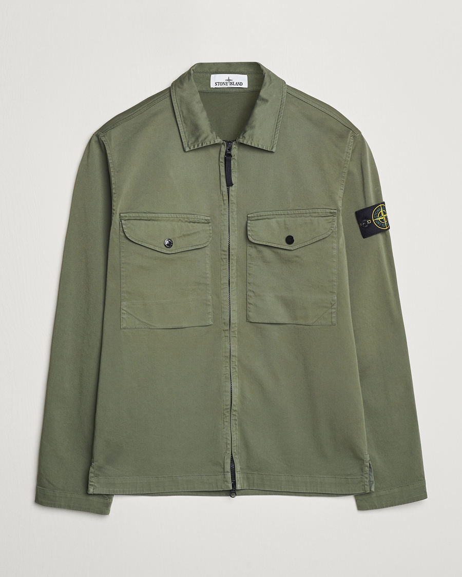 Herren | Hemden | Stone Island | Garment Dyed Cotton Zip Overshirt Musk