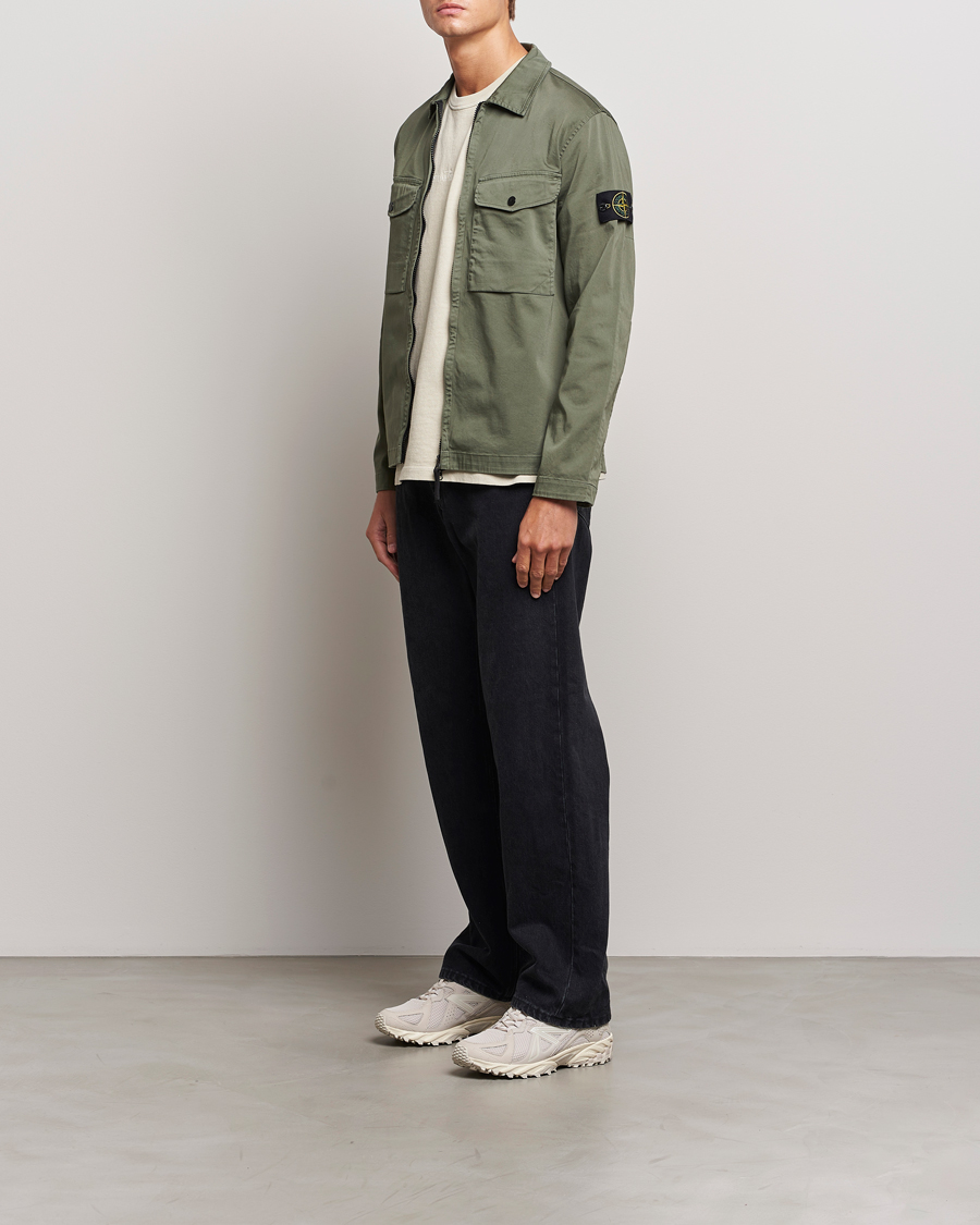 Herren | Hemden | Stone Island | Garment Dyed Cotton Zip Overshirt Musk
