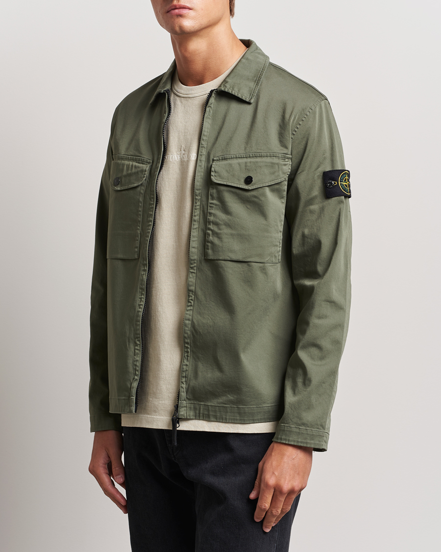 Herren | Hemden | Stone Island | Garment Dyed Cotton Zip Overshirt Musk