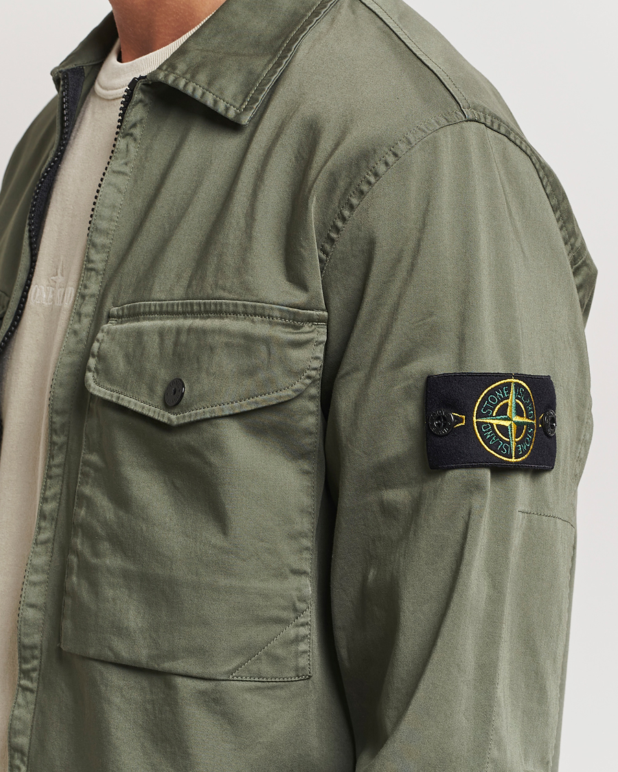 Herren | Hemden | Stone Island | Garment Dyed Cotton Zip Overshirt Musk