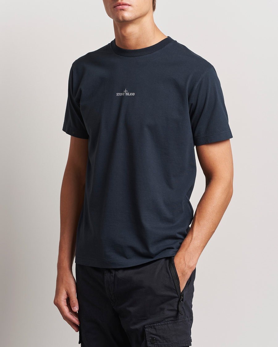 Herren | T-Shirts | Stone Island | Garment Dyed Jersey Logo T-Shirt Navy Blue