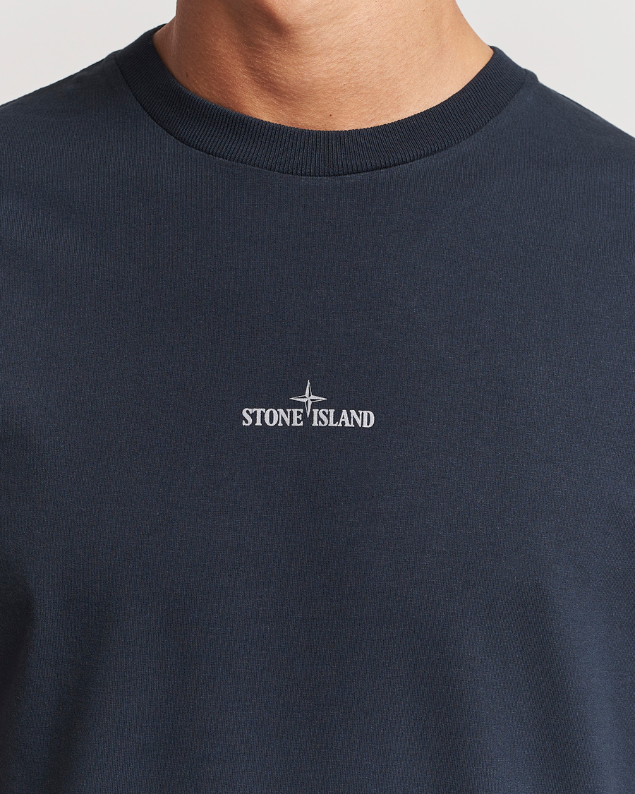 Herren | T-Shirts | Stone Island | Garment Dyed Jersey Logo T-Shirt Navy Blue