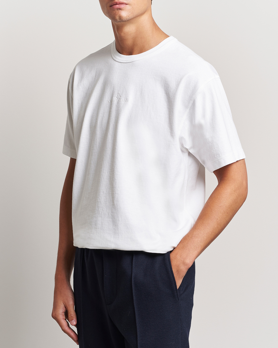 Herren | T-Shirts | Stone Island | Old Dyed Cotton Logo T-Shirt White