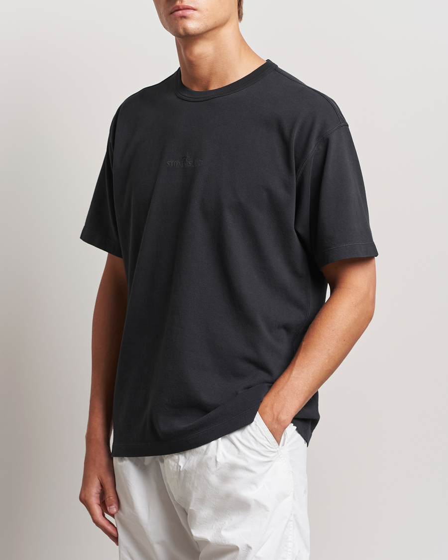 Herren | T-Shirts | Stone Island | Old Dyed Cotton Logo T-Shirt Black