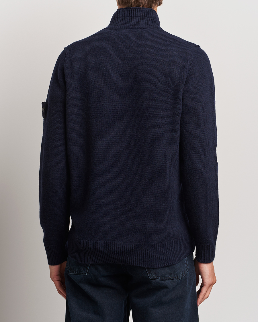 Herren | Pullover | Stone Island | Knitted Lambswool Half Button Zip Navy Blue