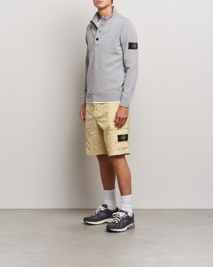 Herren | Pullover | Stone Island | Knitted Lambswool Half Button Zip Melange Grey