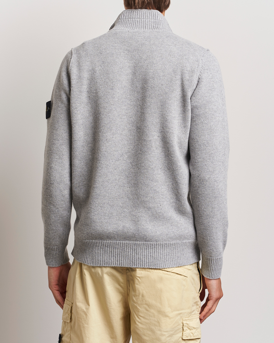 Herren | Pullover | Stone Island | Knitted Lambswool Half Button Zip Melange Grey