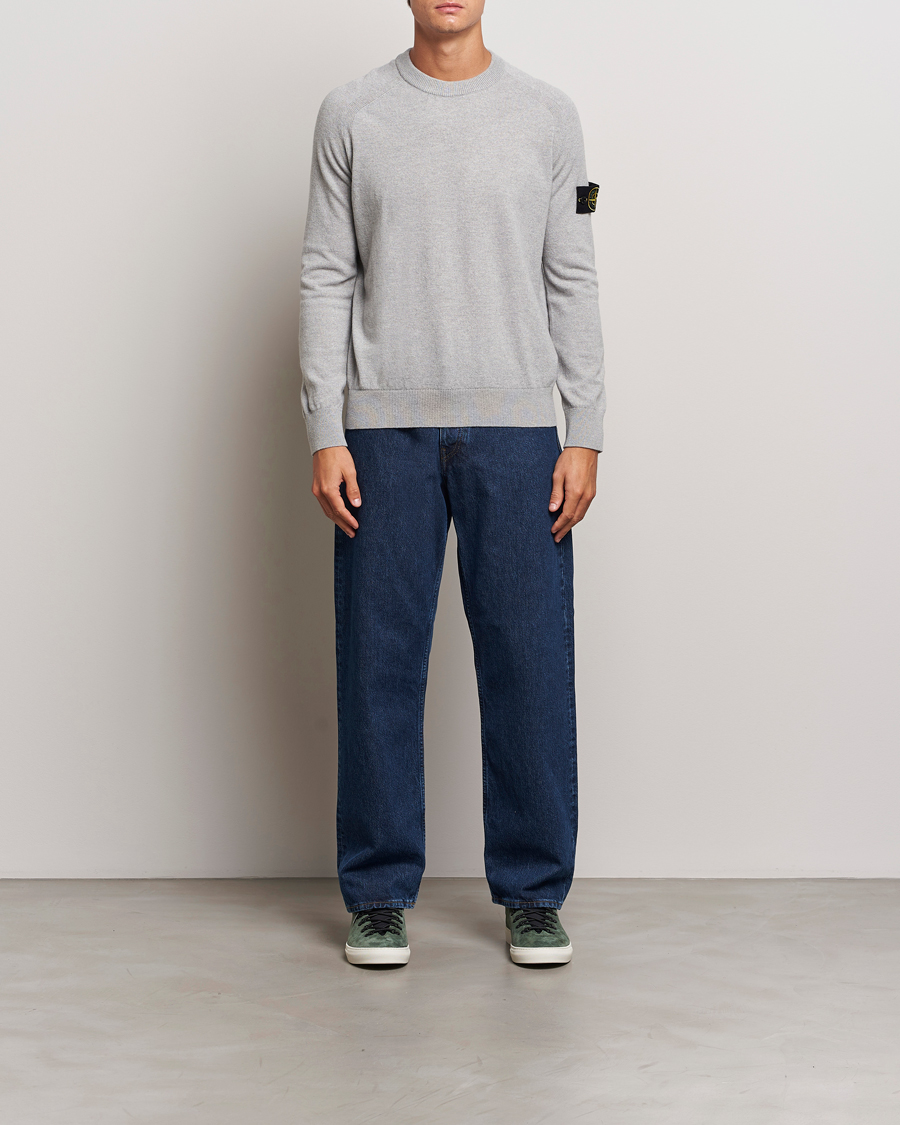 Herren | Pullover | Stone Island | Cardigan Knit Geelong Wool Crew Neck Melange Grey