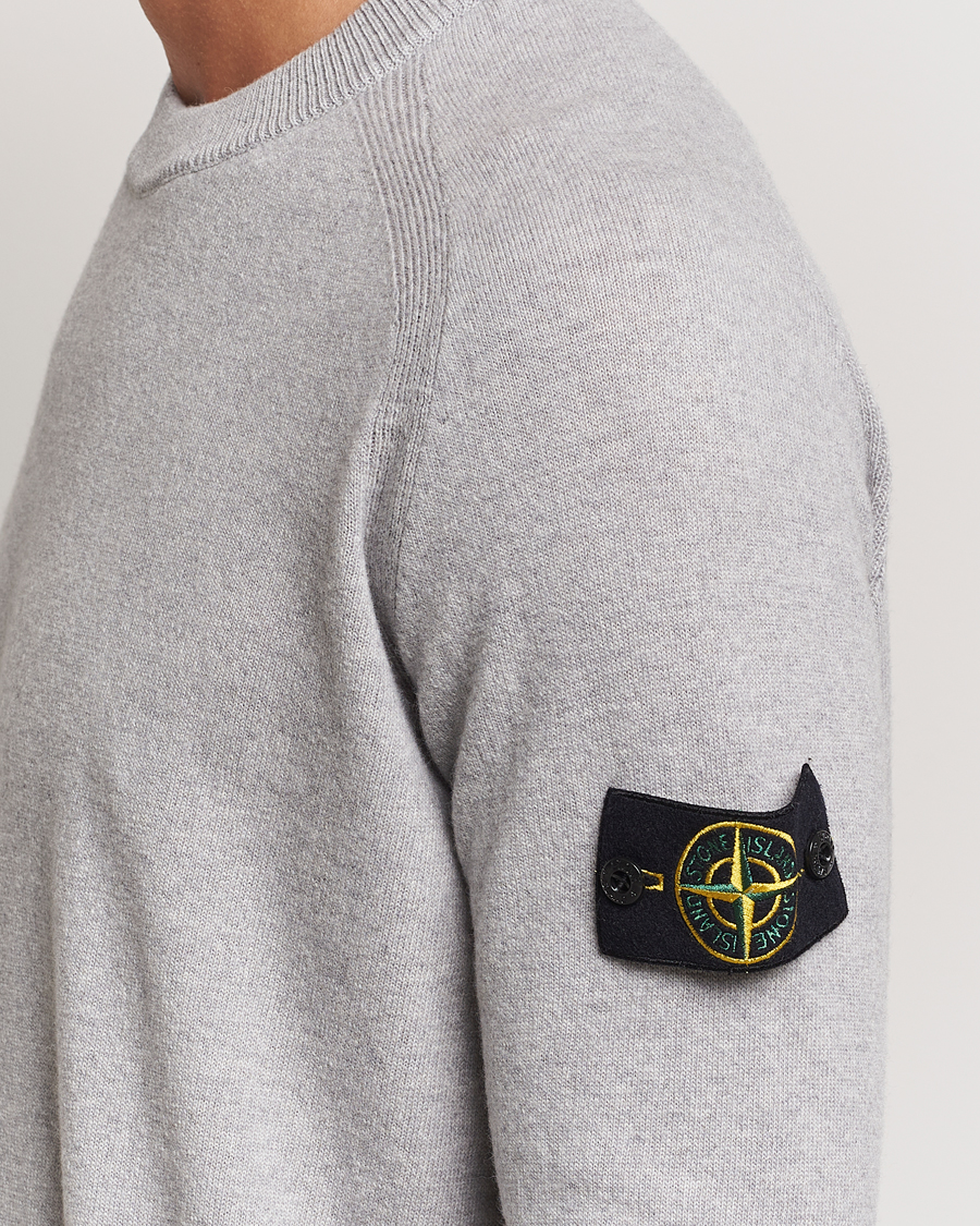 Herren | Pullover | Stone Island | Cardigan Knit Geelong Wool Crew Neck Melange Grey