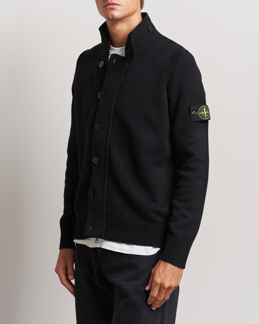 Herren | Pullover | Stone Island | Knitted Lambswool Zip Cardigan Black