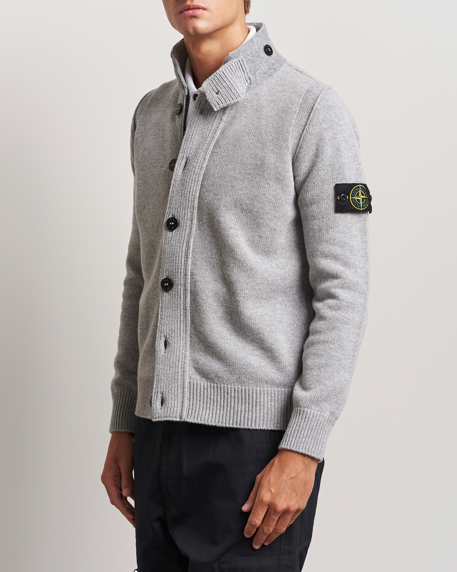 Herren | Pullover | Stone Island | Knitted Lambswool Zip Cardigan Melange Grey