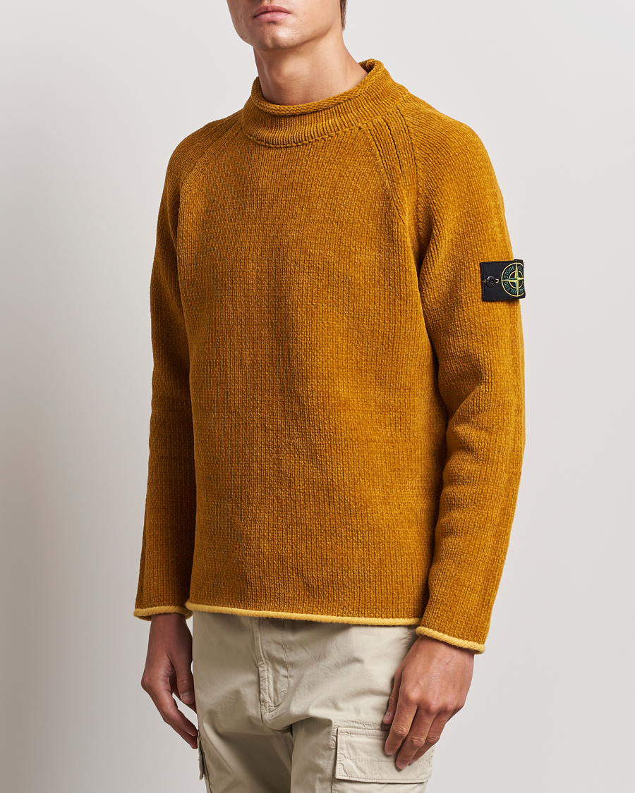 Herren | Pullover | Stone Island | Cotton Chenille Mock Neck Mustard