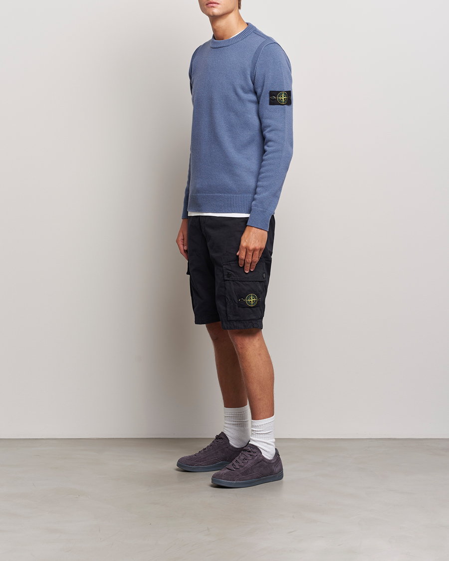 Herren | Pullover | Stone Island | Knitted Lambwool Sweater Mid Blue
